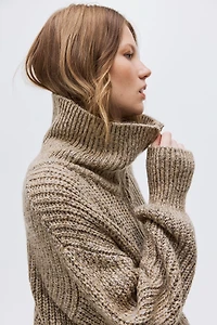 Rib-Knit Cardigan with Zipper