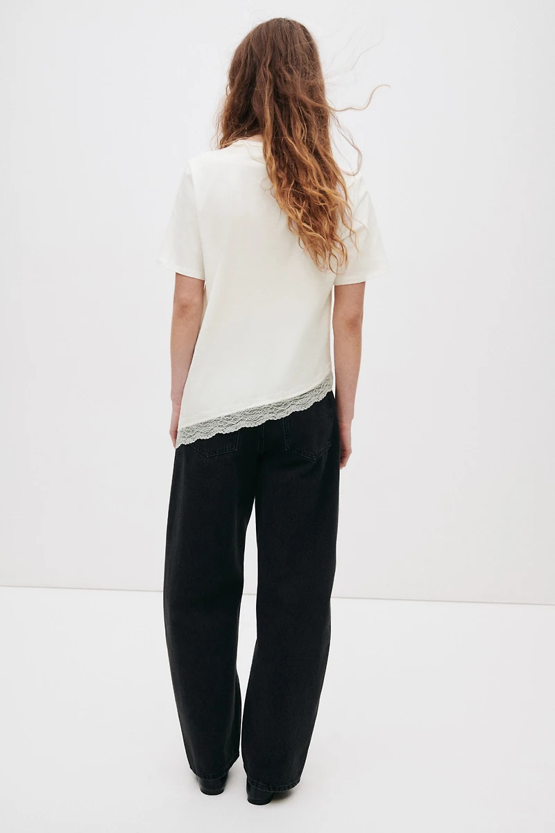 Lace-Trimmed T-Shirt