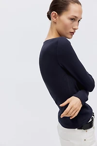 Ribbed Boat-Neck Top