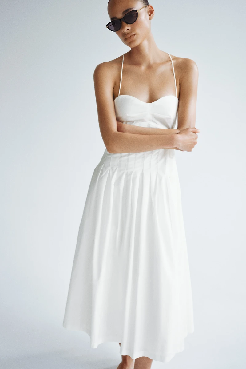 Cotton Dress with Flared Skirt
