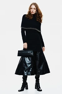 Bead-Trimmed Mohair-Blend Dress