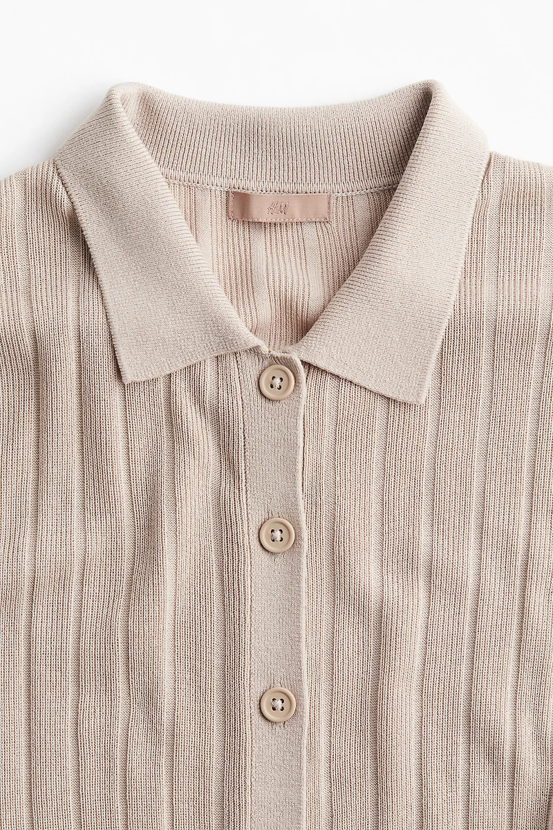 Rib-knit Button-front Top