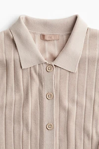 Rib-knit Button-front Top