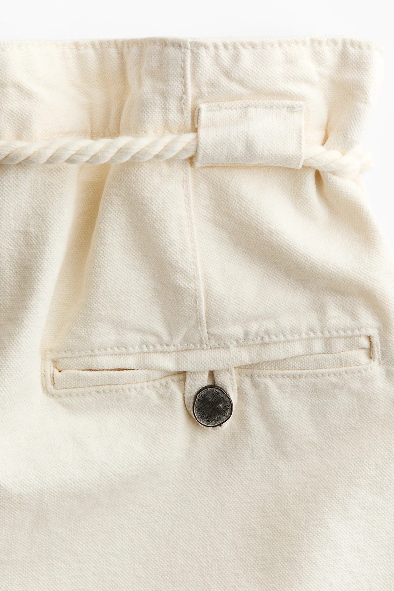 Rope-Belt Paper-Bag Pants
