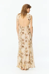 Robe plissée à imprimé fleuri et dos ouvert