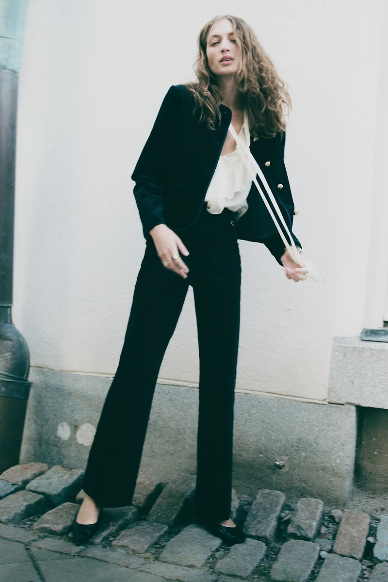 Pantalon évasé en velours