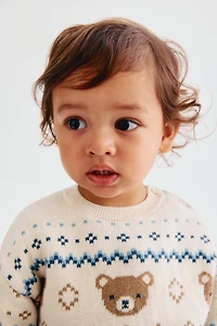 Jacquard-Knit Cotton Sweater