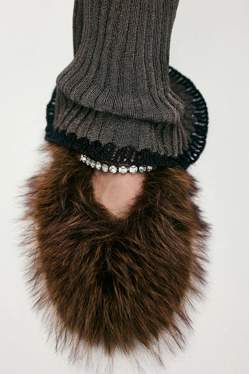 Metallic Rib-Knit Pants