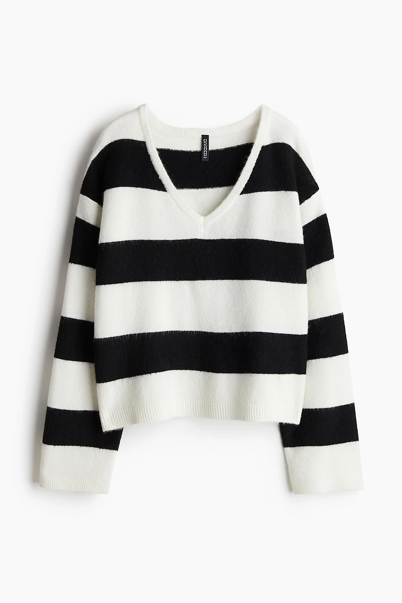 Fine-Knit V-Neck Sweater