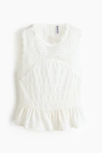 Textured Top with Crochet-Look Section