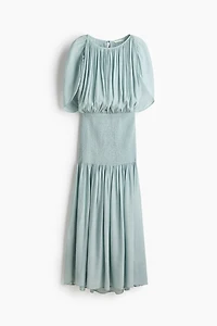Smocked Cape-Detail Dress