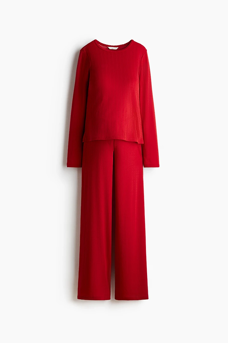 MAMA Pointelle jersey pyjamas