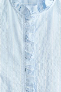 Ruffle-Trimmed Cotton Blouse