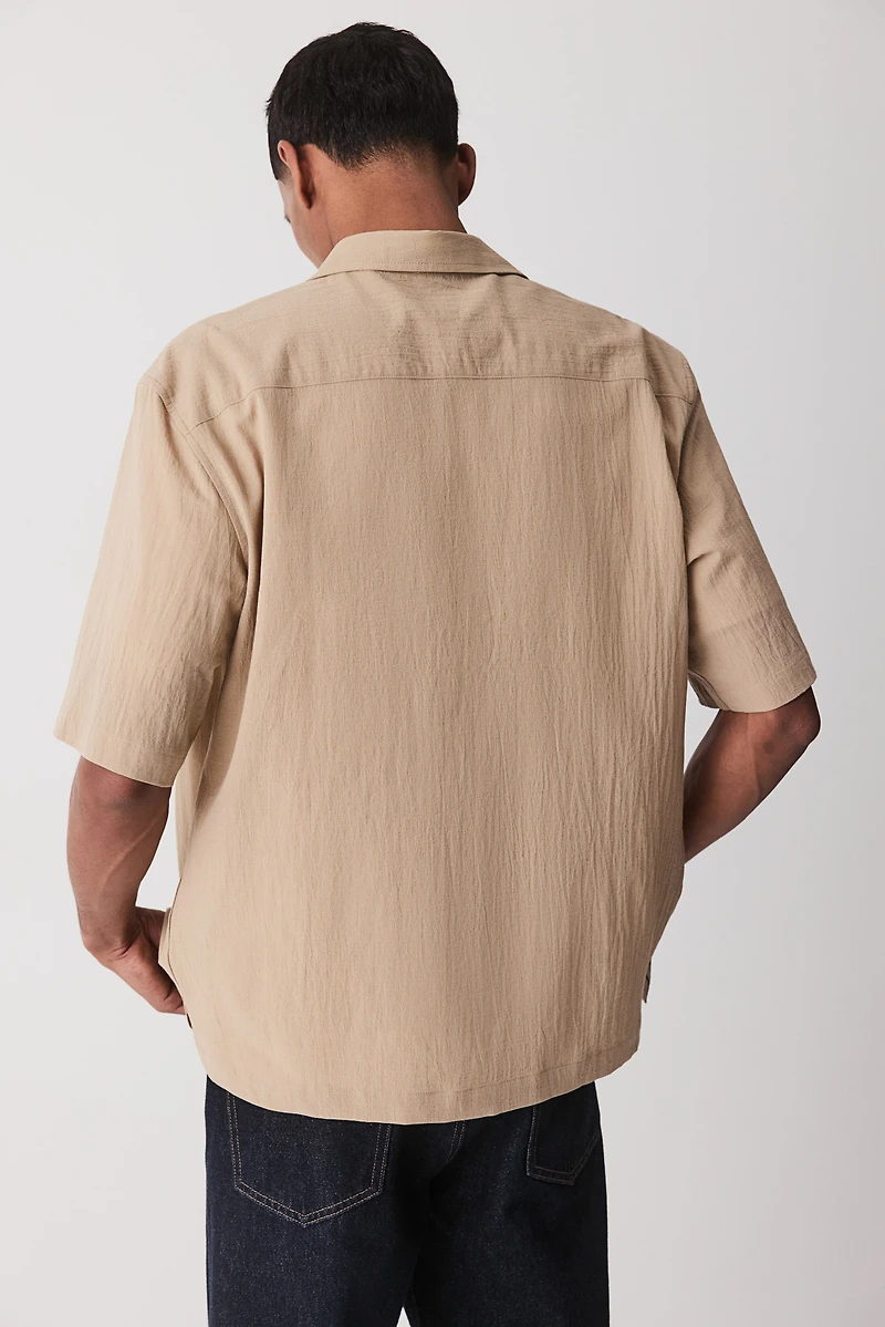 Regular-Fit Crinkled Short-Sleeved Shirt