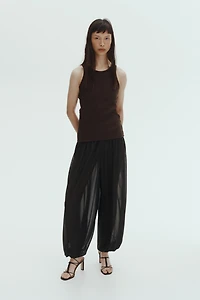 Ribbed Lace-Inset Tank Top