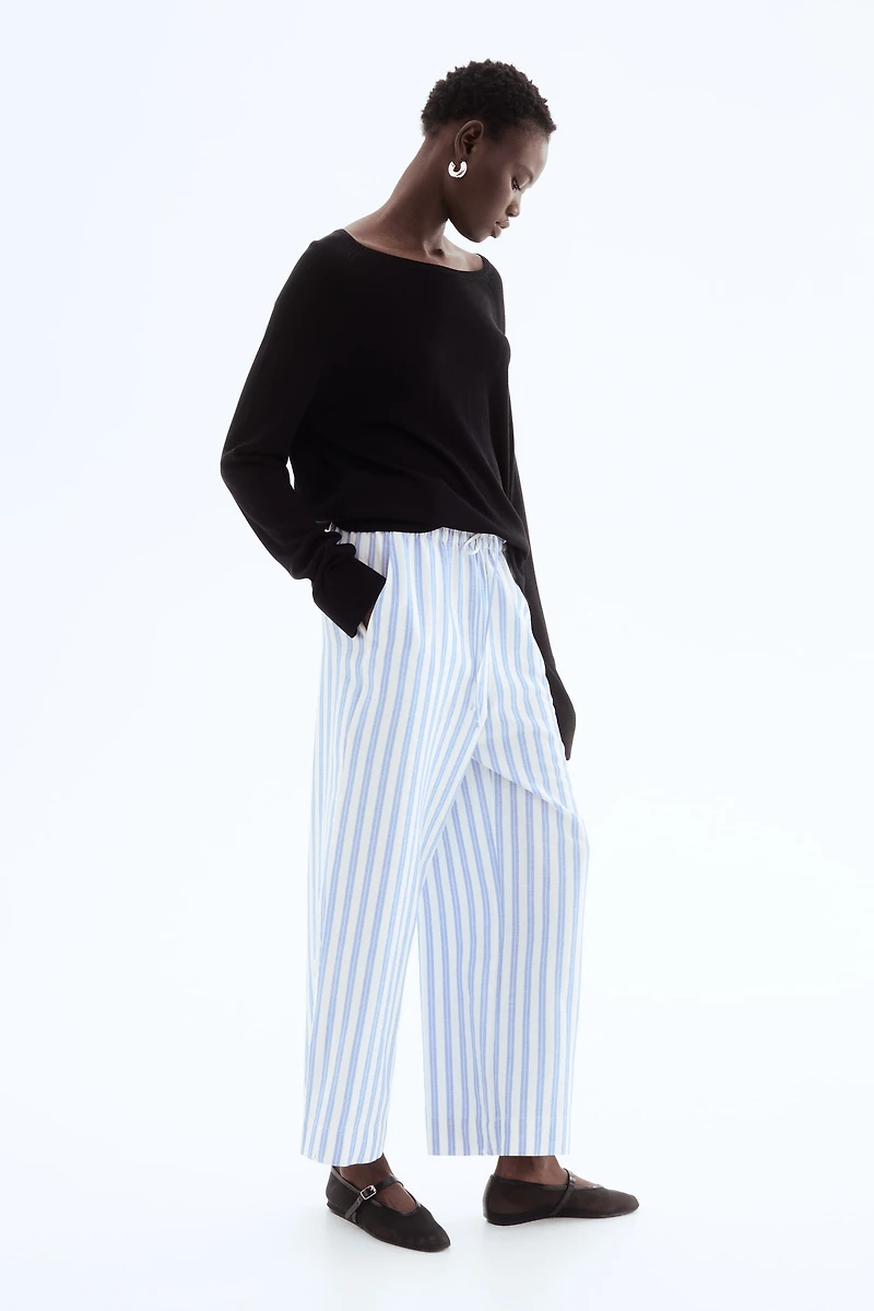 Linen-Blend Crop Pants