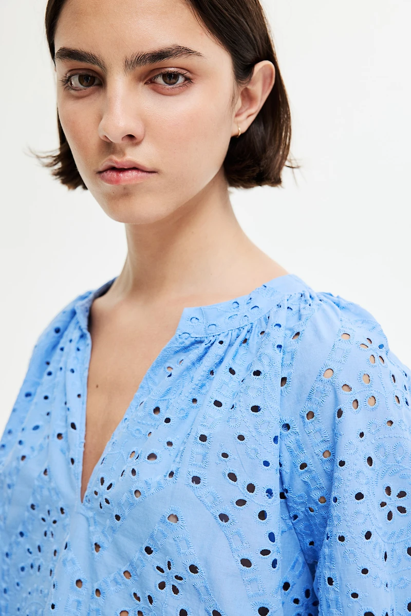 Blouse with Eyelet Embroidery