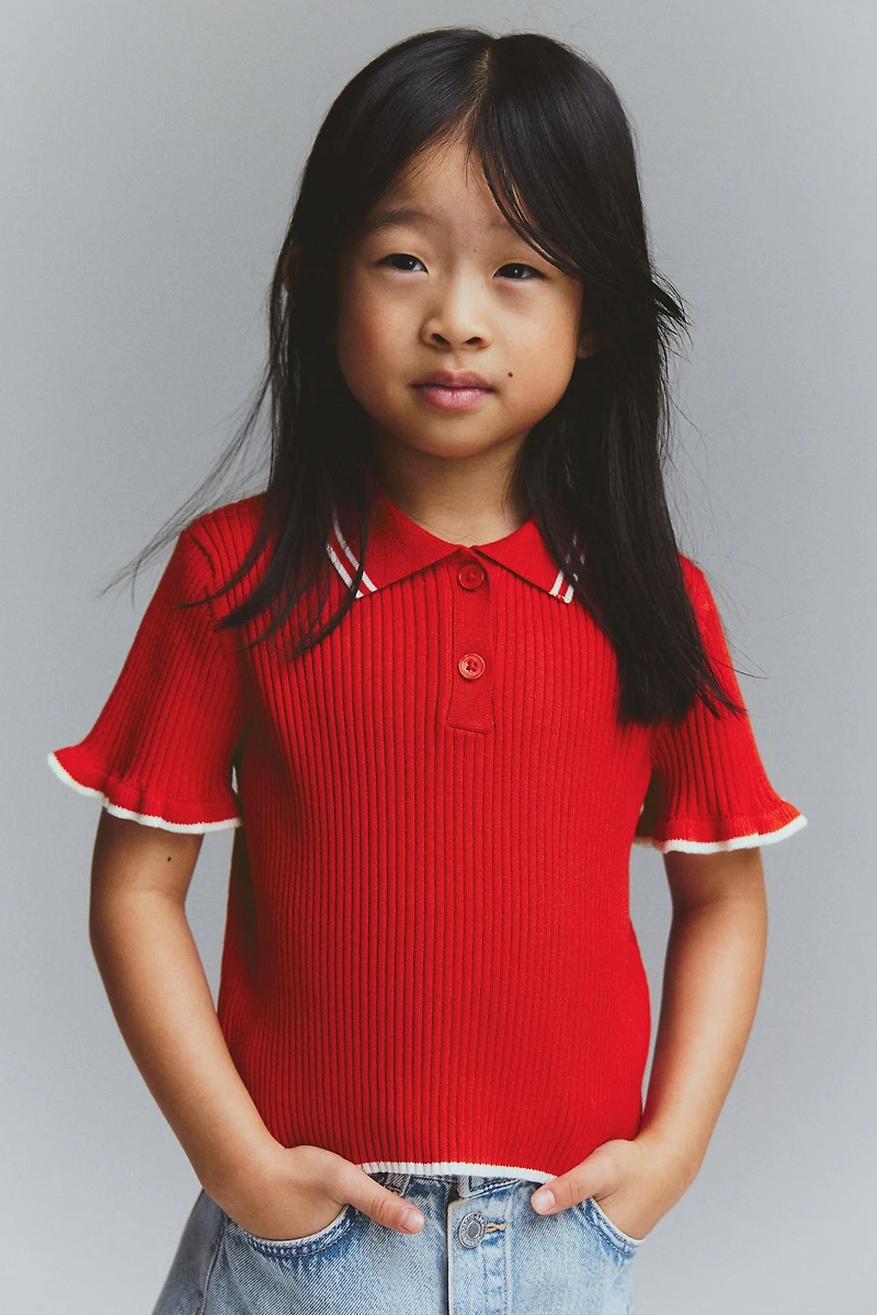 Rib-Knit Top with Collar