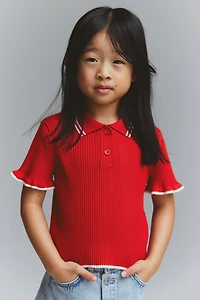 Rib-Knit Top with Collar
