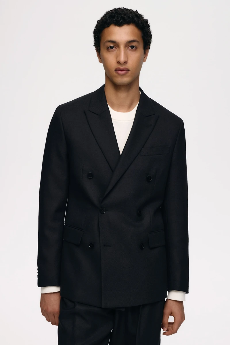 Regular-Fit Wool-Blend Double-Breasted Jacket