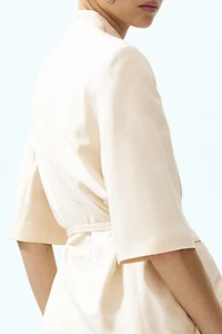 Short-Sleeved Linen-Blend Jacket