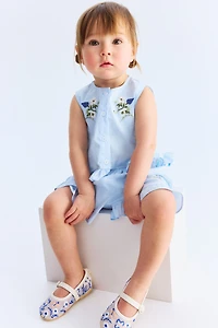 2-Piece Embroidery-Detail Poplin Set