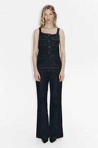 Denim Button-Front Top