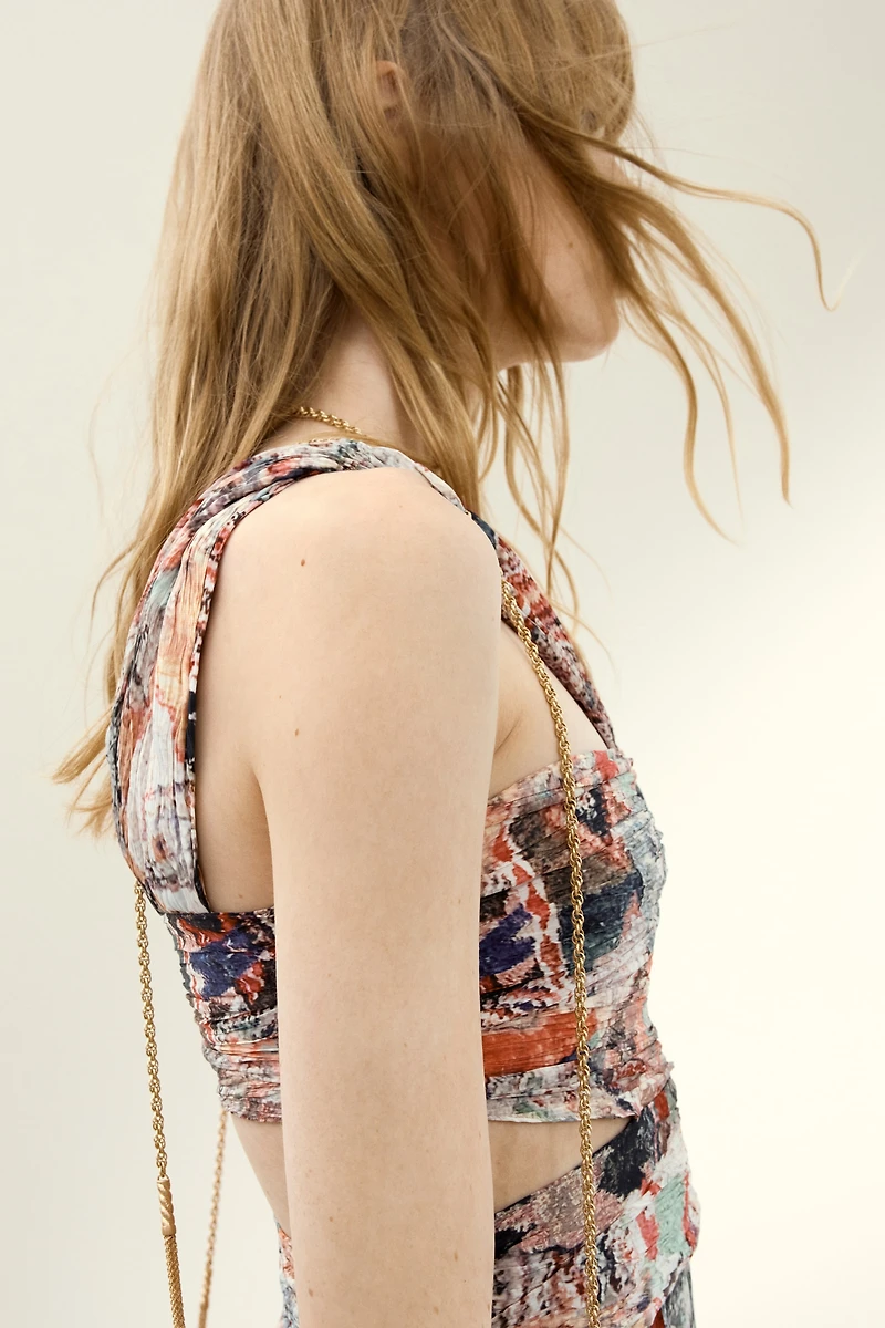 Draped Patterned Dress