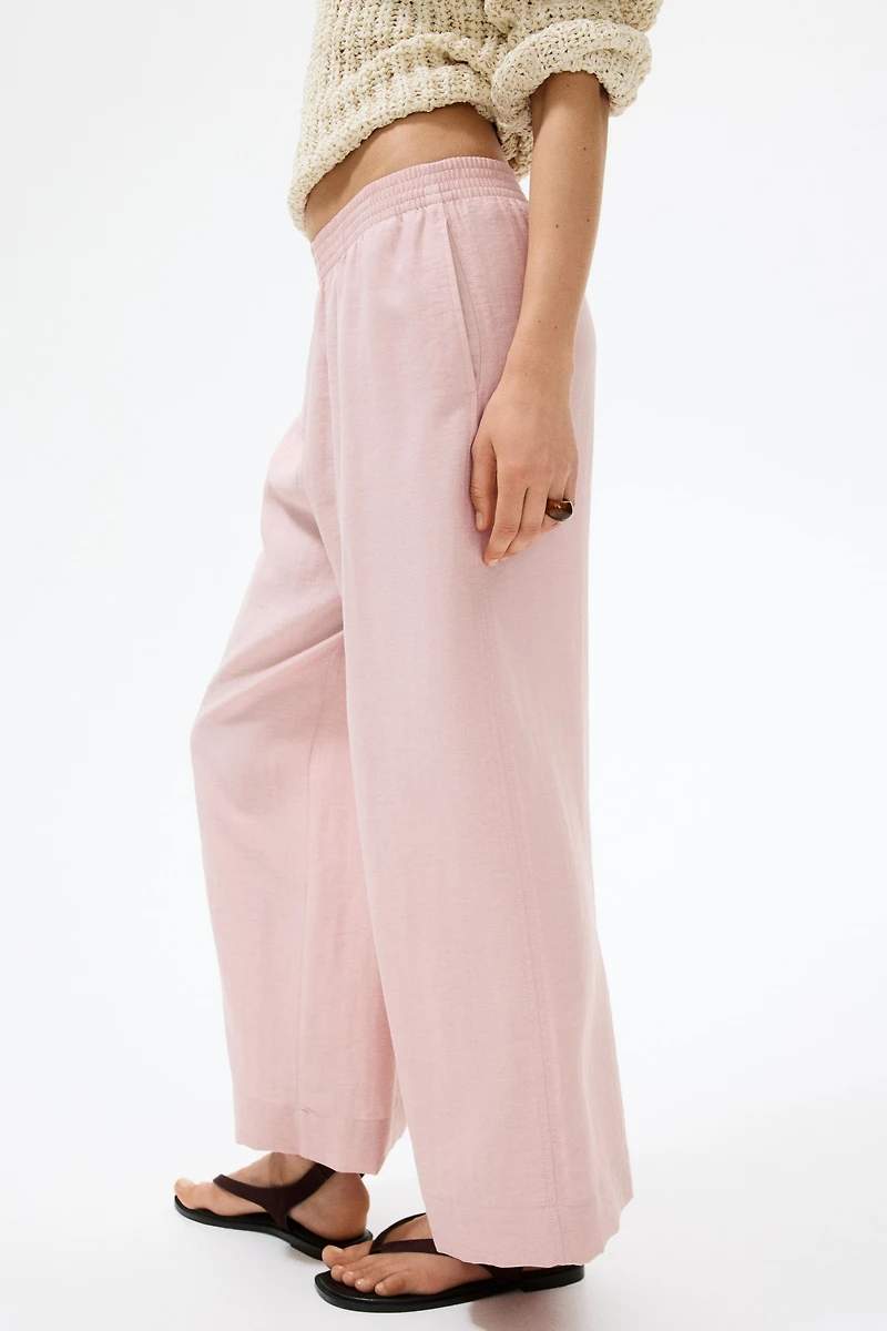 Linen-Blend Ankle-Length Pants
