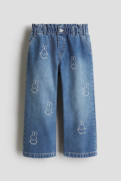 Wide-Leg Jeans with Motif