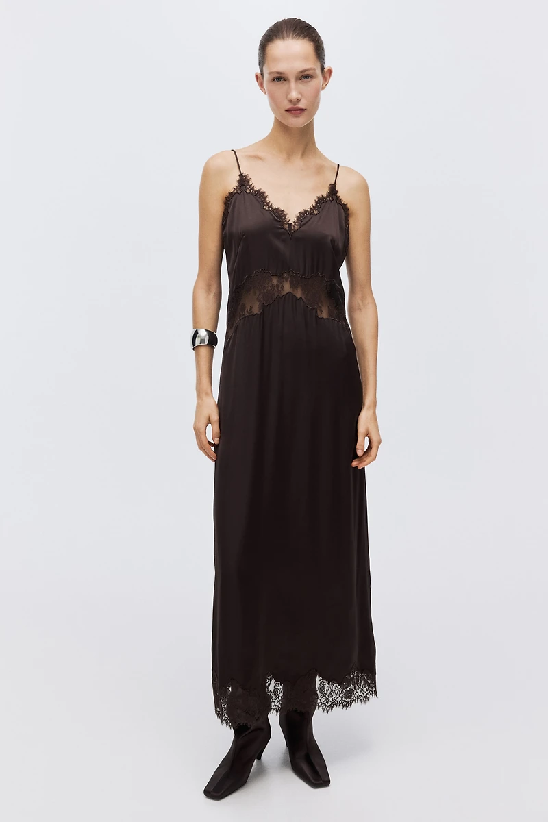 Lace-Trimmed Slip Dress