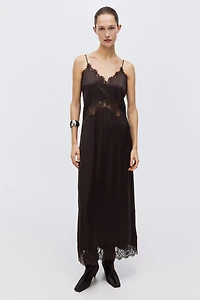 Lace-Trimmed Slip Dress