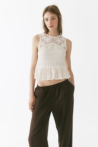 Wide-Leg Linen-Blend Pants