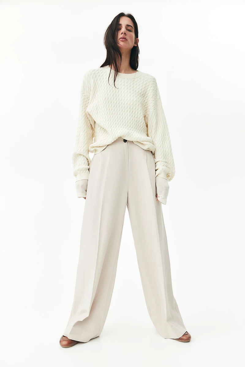 Wide-Leg Linen-Blend Pants