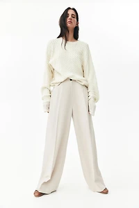 Wide-Leg Linen-Blend Pants