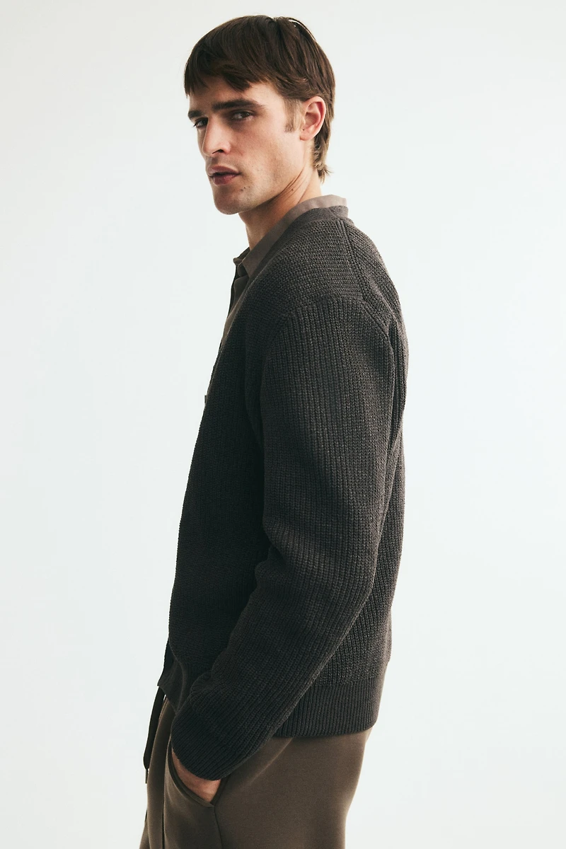 Relaxed Fit Patent-knit chenille cardigan