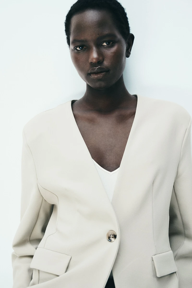 Blazer sans col en jersey