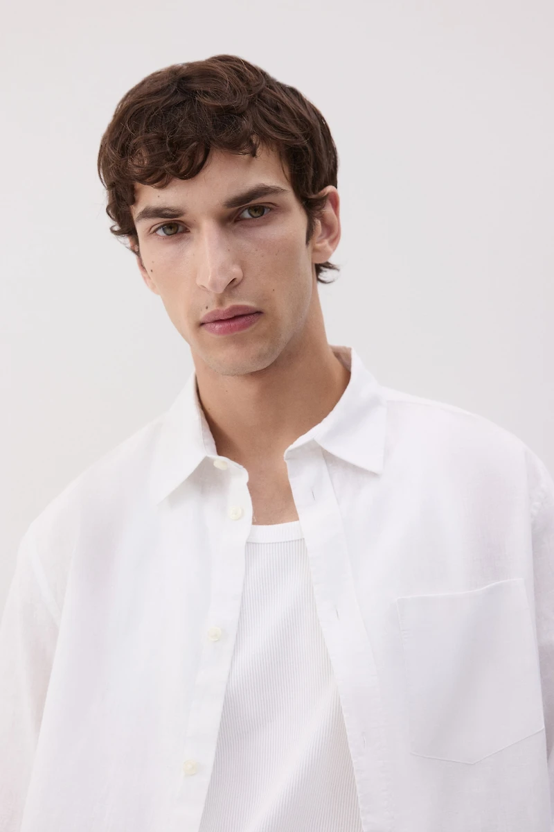 Regular-Fit Linen-Blend Shirt