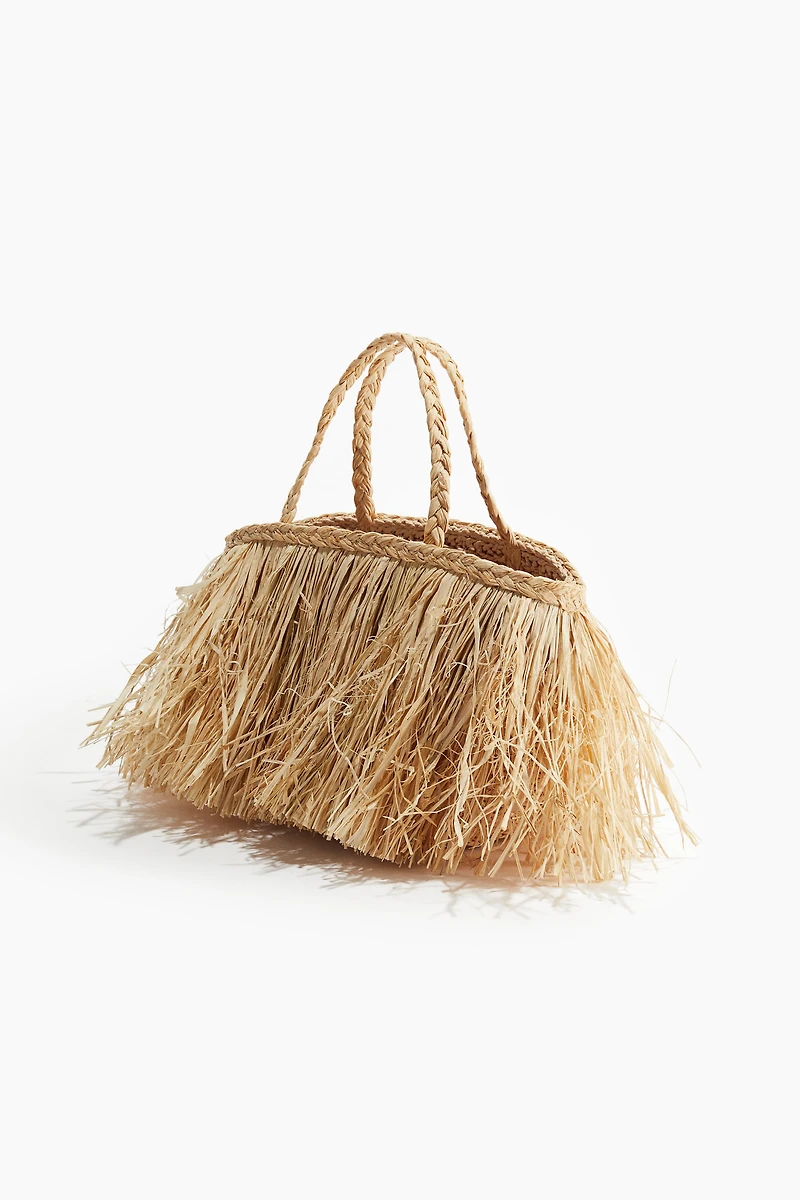 Straw Bag with Fringe