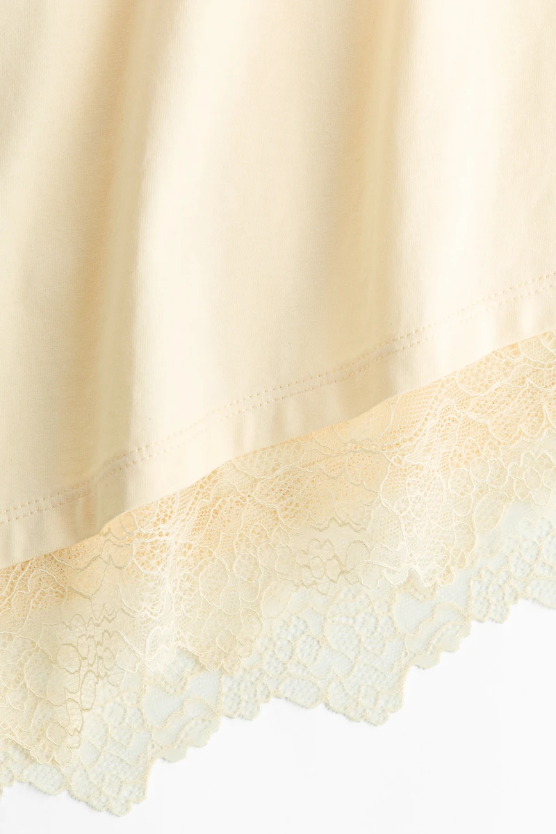 Asymmetric Lace-Trimmed T-Shirt