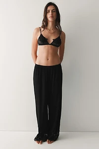 Lace-Trimmed Pajama Pants