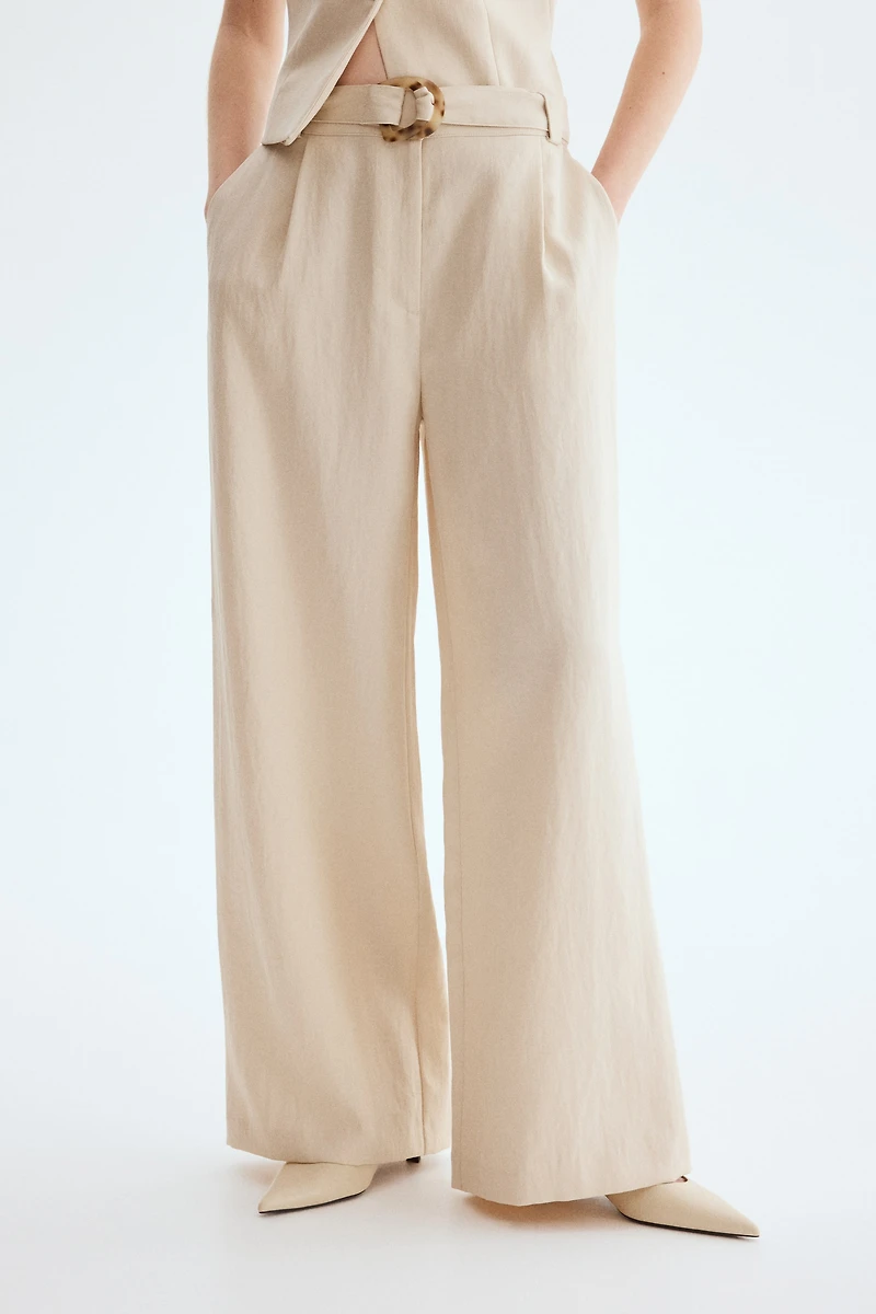 Wide-Leg Pants with Belt