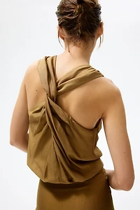 Twist-Detail Bubble-Hem Top