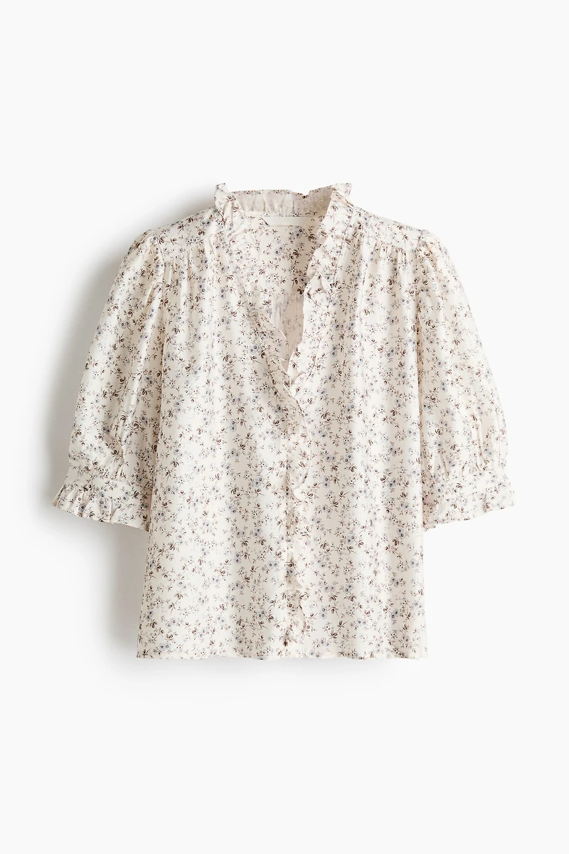 Ruffled Puff-Sleeved Blouse