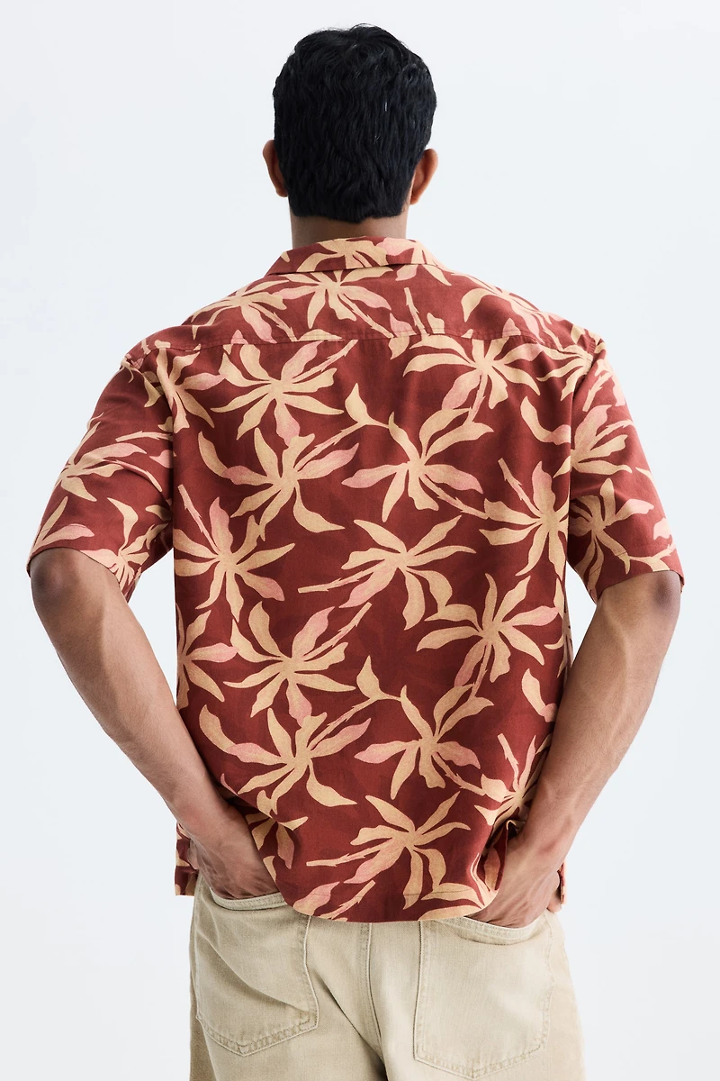 Chemise décontractée en coton à col cubain