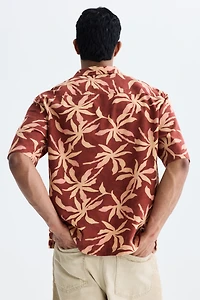 Chemise décontractée en coton à col cubain