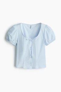 Puff-Sleeved Poplin Blouse