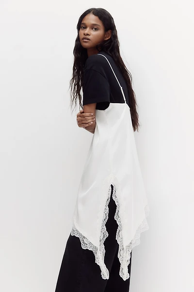 Lace-Trimmed Satin Dress