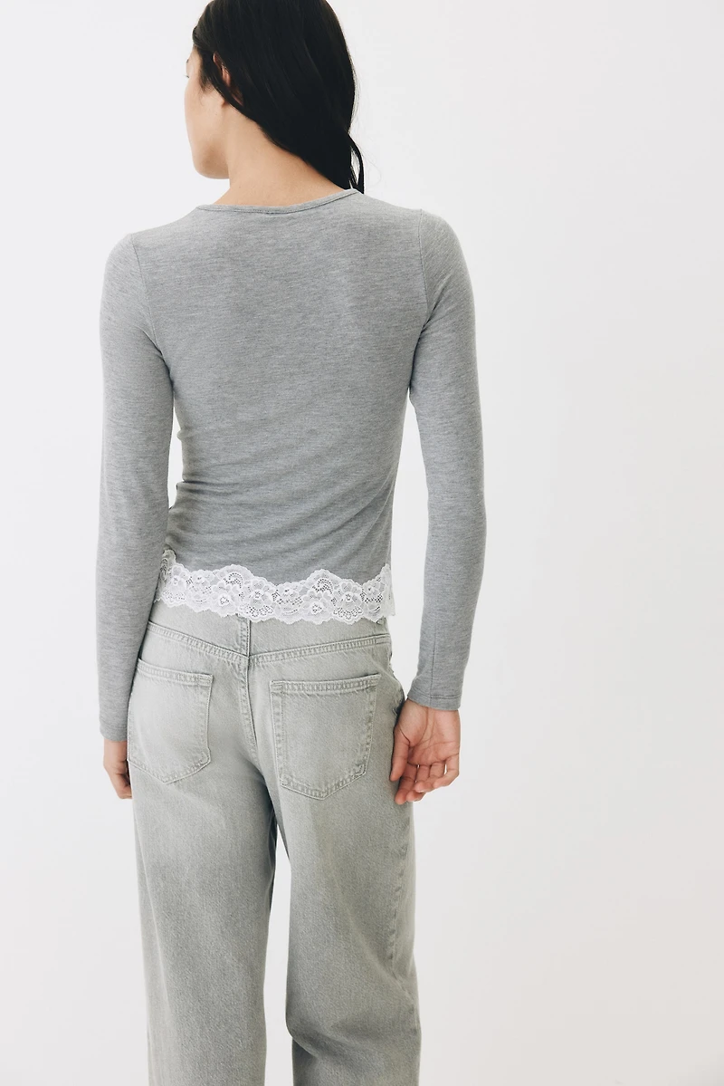 Lace-Trimmed Jersey Top