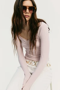 Lace-Trimmed Ribbed Top